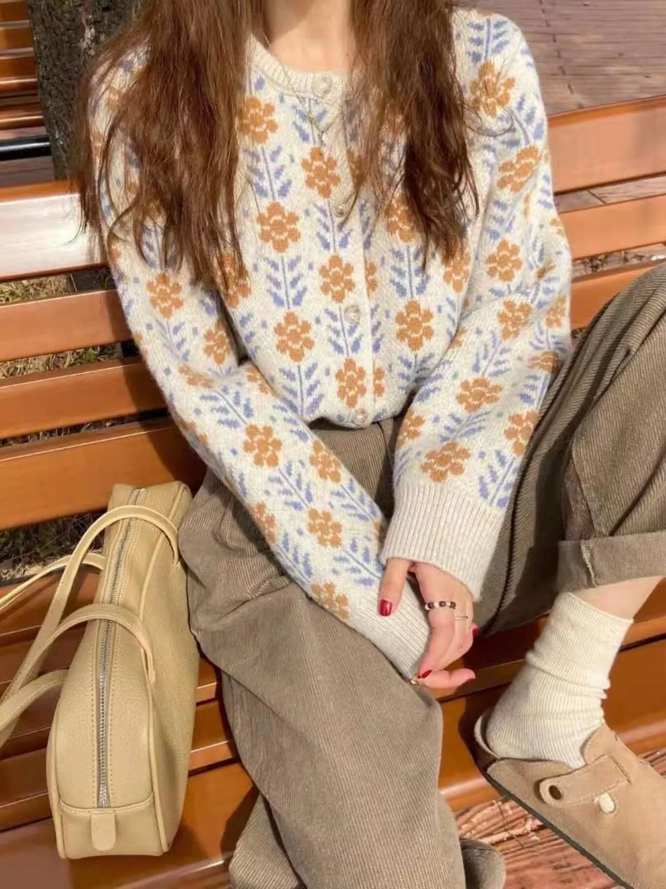 Floral Button Up Knit Cardigan