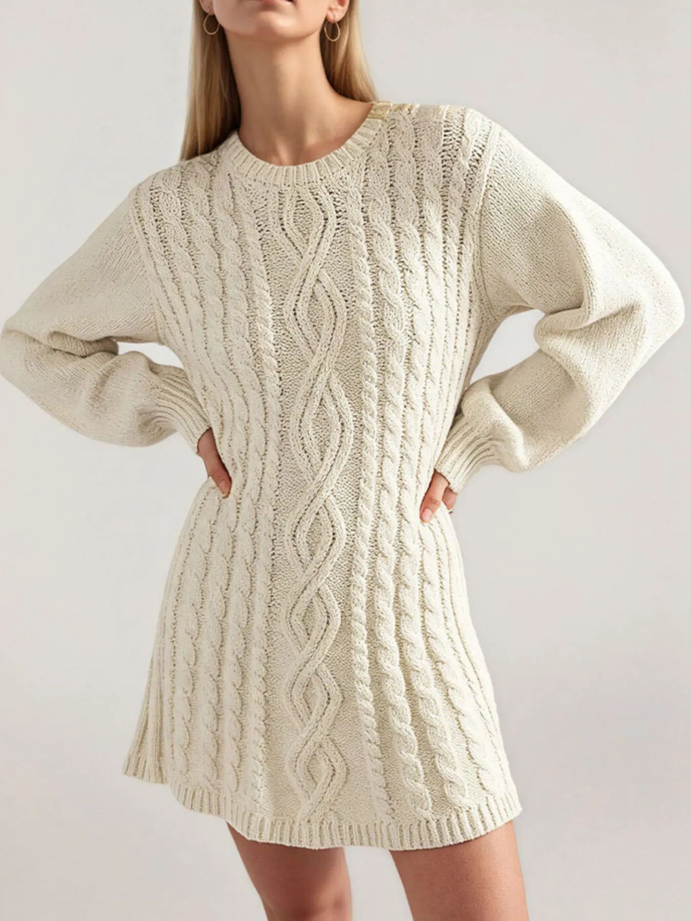 Cable Knit Sweater Mini Dress